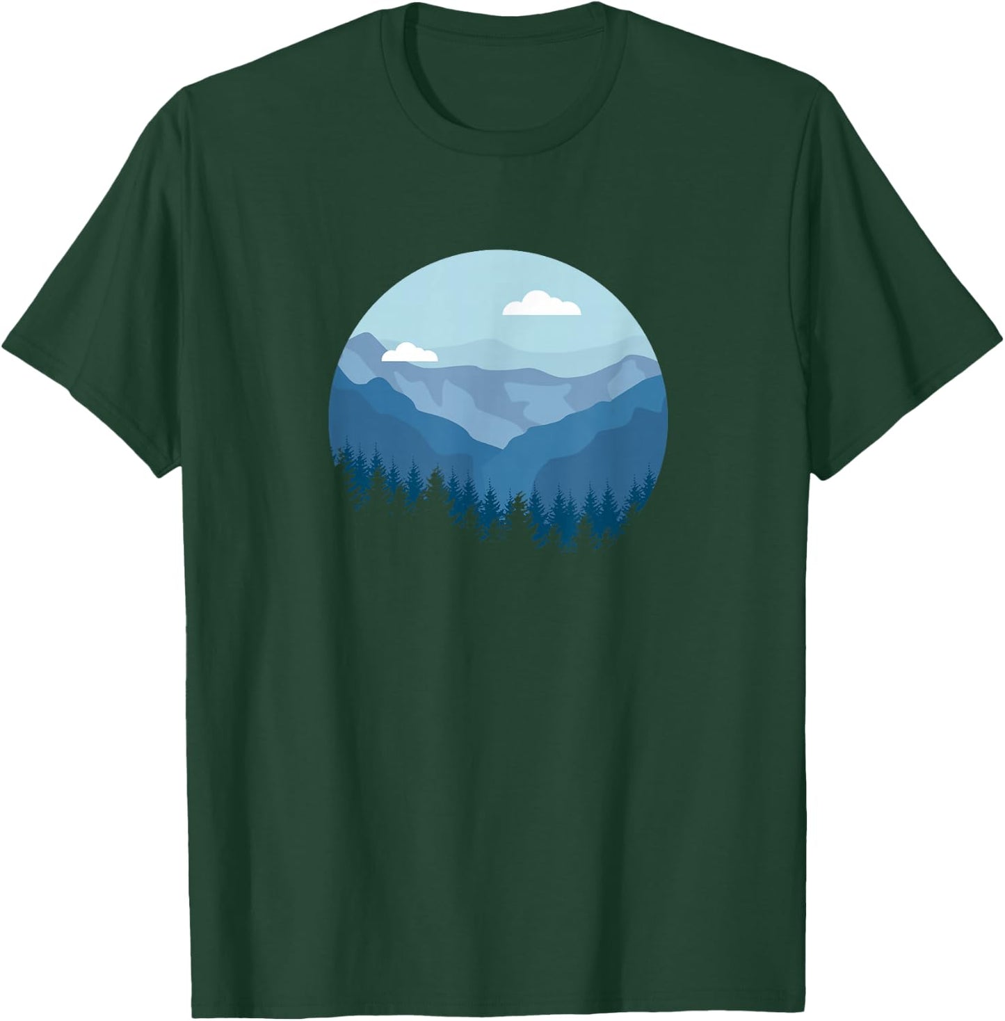 Blue Mountain and Forest Scene Silhouette T-Shirt - T-Shirt | Forest