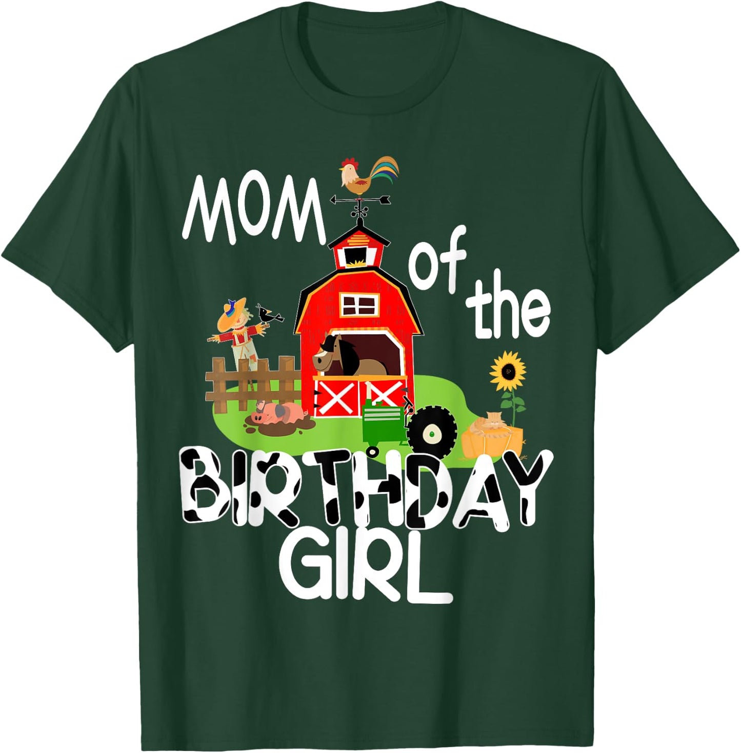 Mom of The Birthday Girl Cow Shirt Farm Barnyard Party Gift T-Shirt - T-Shirt | Forest