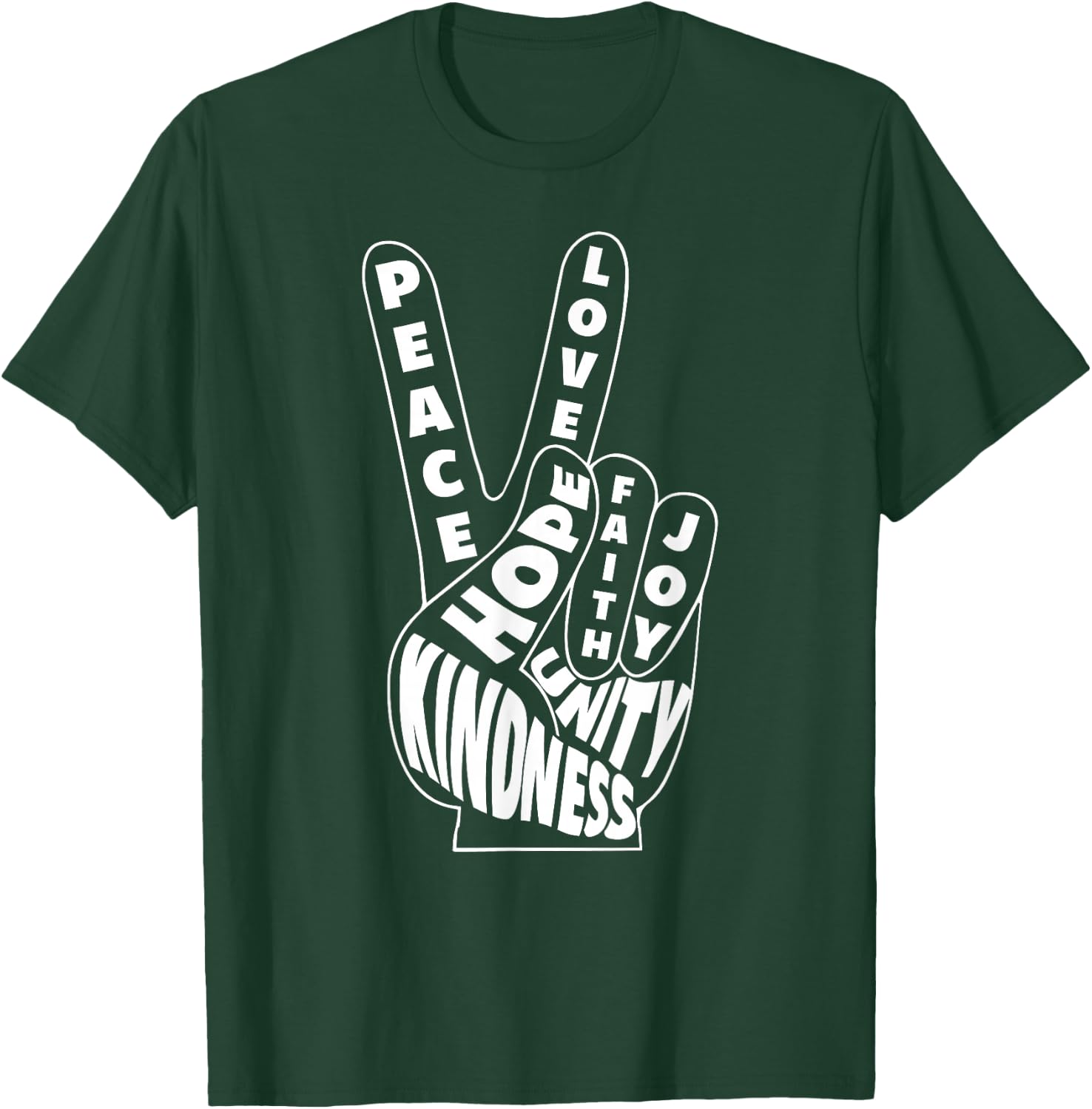 World Peace Shirt Love Hand Sign Goodness Unity 60s Retro T-Shirt - T-Shirt | Forest