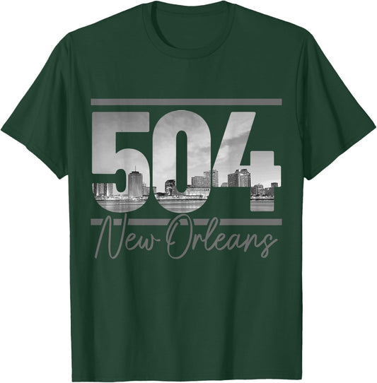 New Orleans 504 Area Code Skyline Louisiana Vintage T-Shirt - T-Shirt | Forest