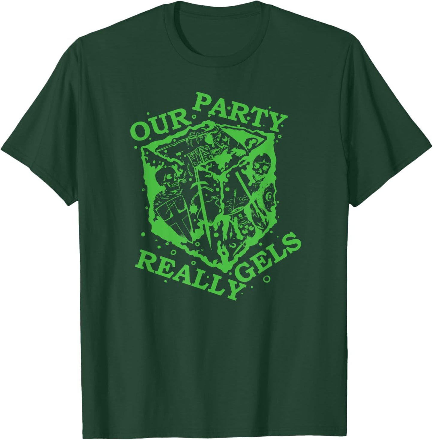 Gelatinous Cube - Our Party Really Gels RPG Roleplaying Game T-Shirt - T-Shirt | Forest