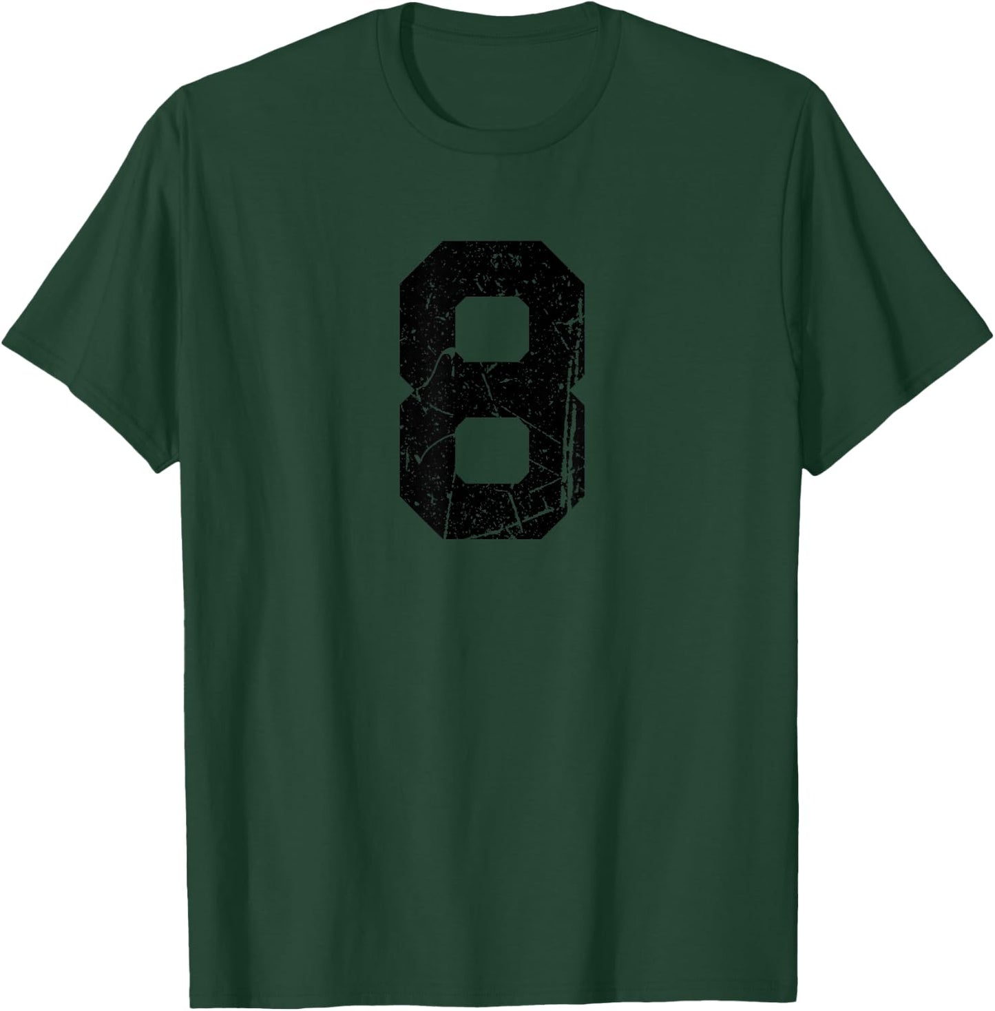 Distressed Number #8 Sport Black Varsity Number T-Shirt - T-Shirt | Forest