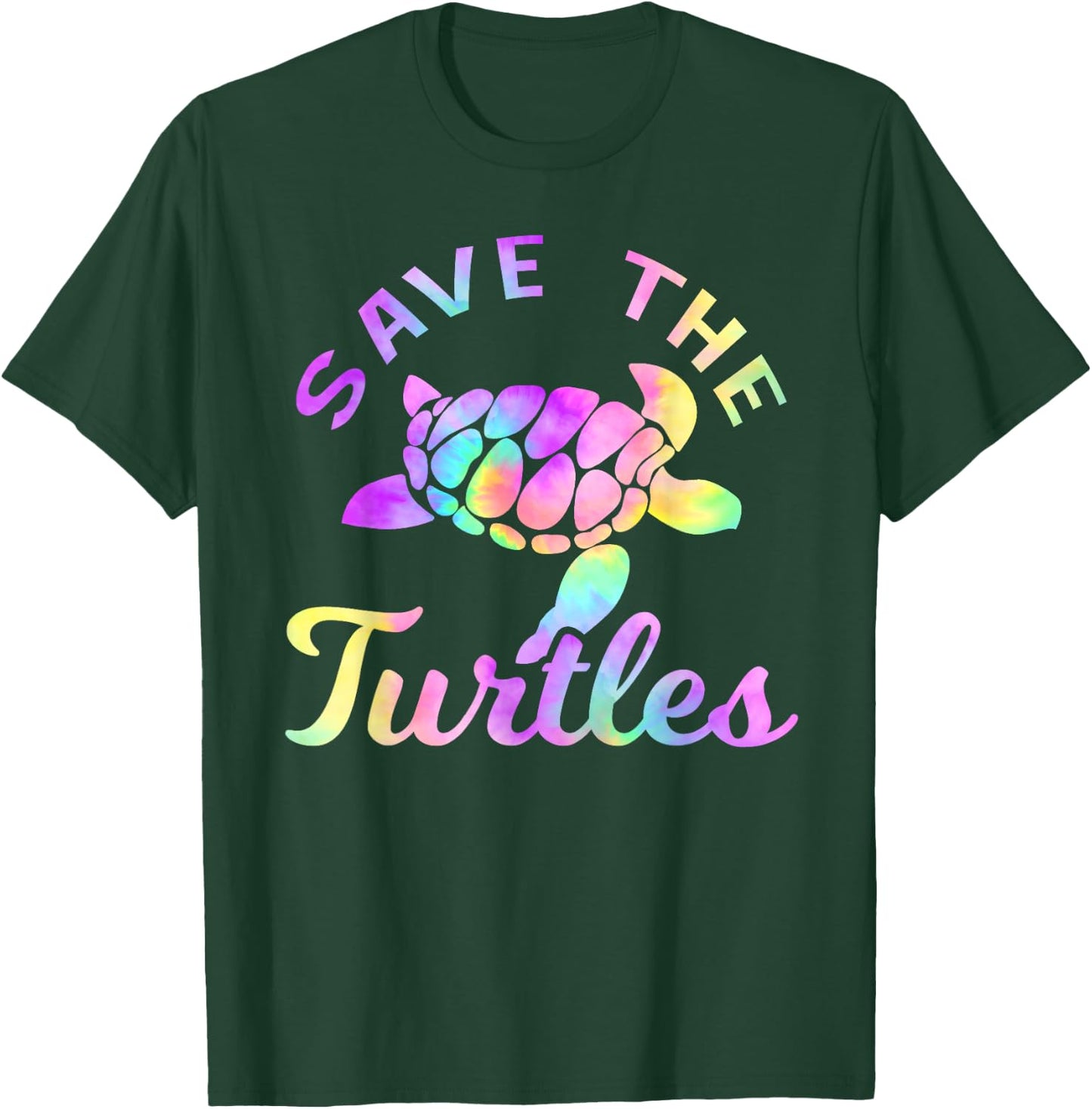 Save The Turtles Pastel Rainbow Tie Dye Turtle T-Shirt - T-Shirt | Forest