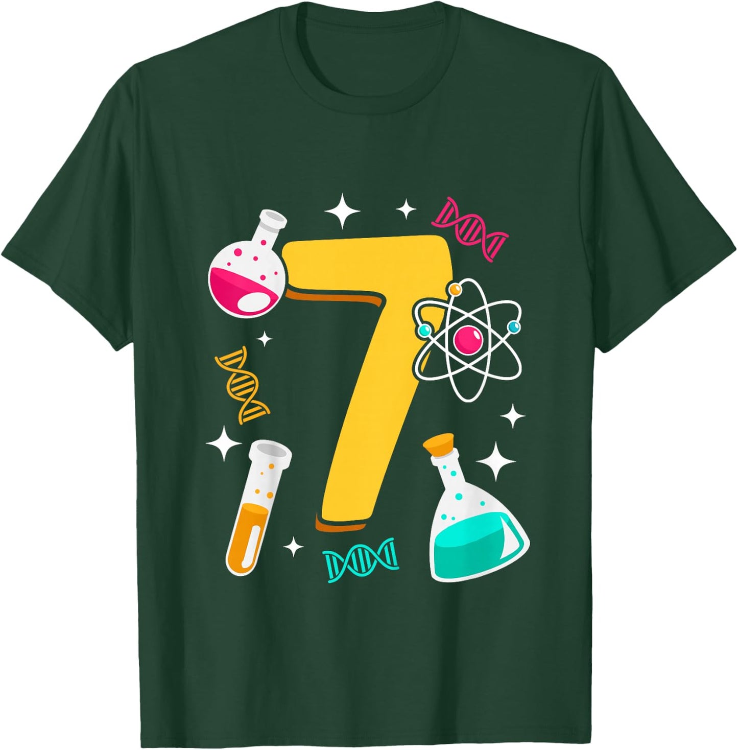 7th Birthday Science Themend Nerd Test Tube Scientist T-Shirt - T-Shirt | Forest