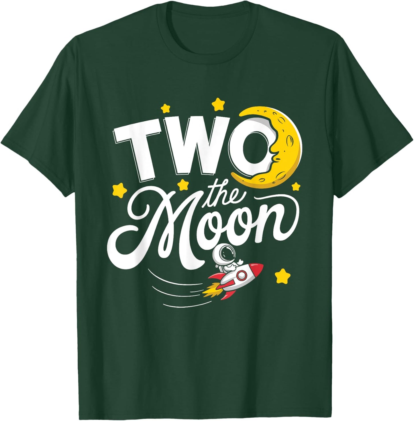 Two The Moon 2nd Birthday Girl Boy 2 Year Old Toddler T-Shirt - T-Shirt | Forest