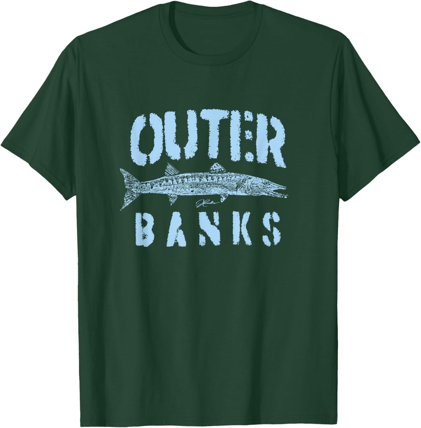 JCombs: Outer Banks, NC, Barracuda (Distressed) T-Shirt - T-Shirt | Forest