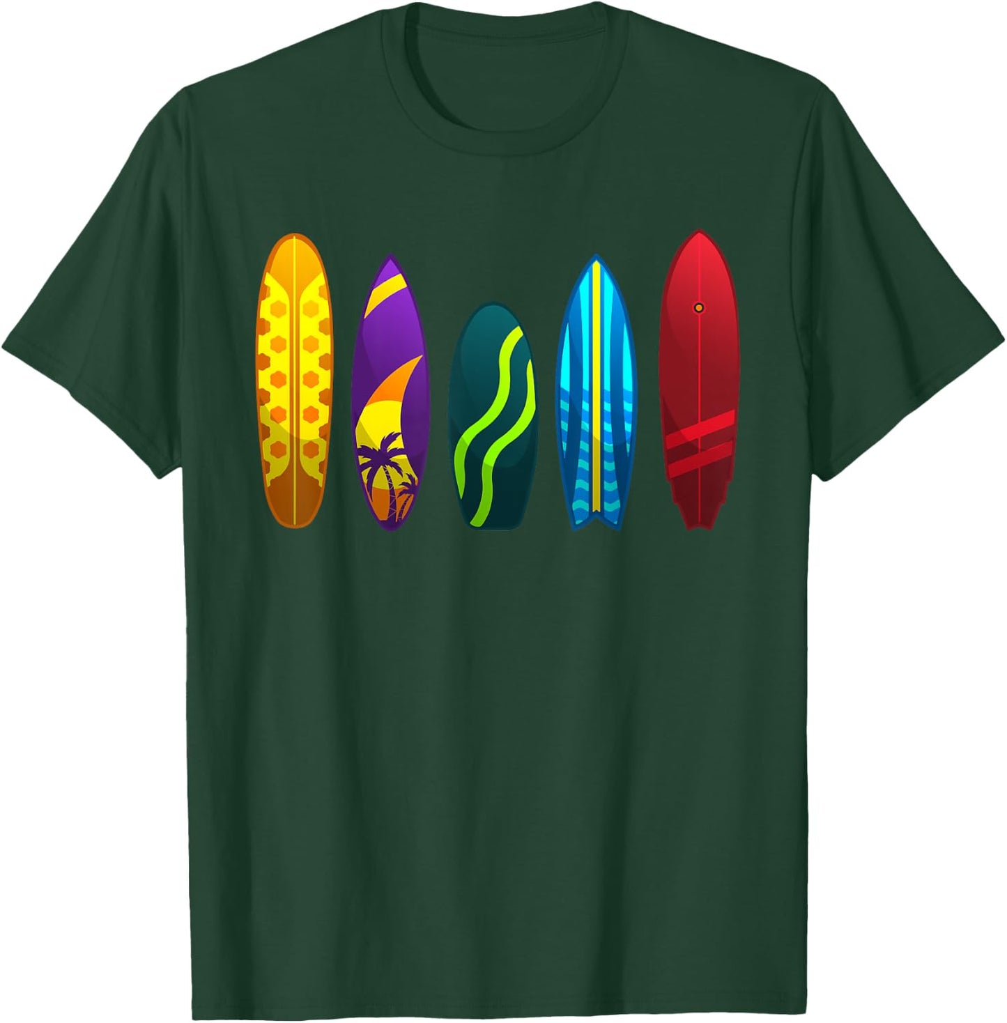 Funny Surfboard Design Women Surfing Surfboarders T-Shirt - T-Shirt | Forest