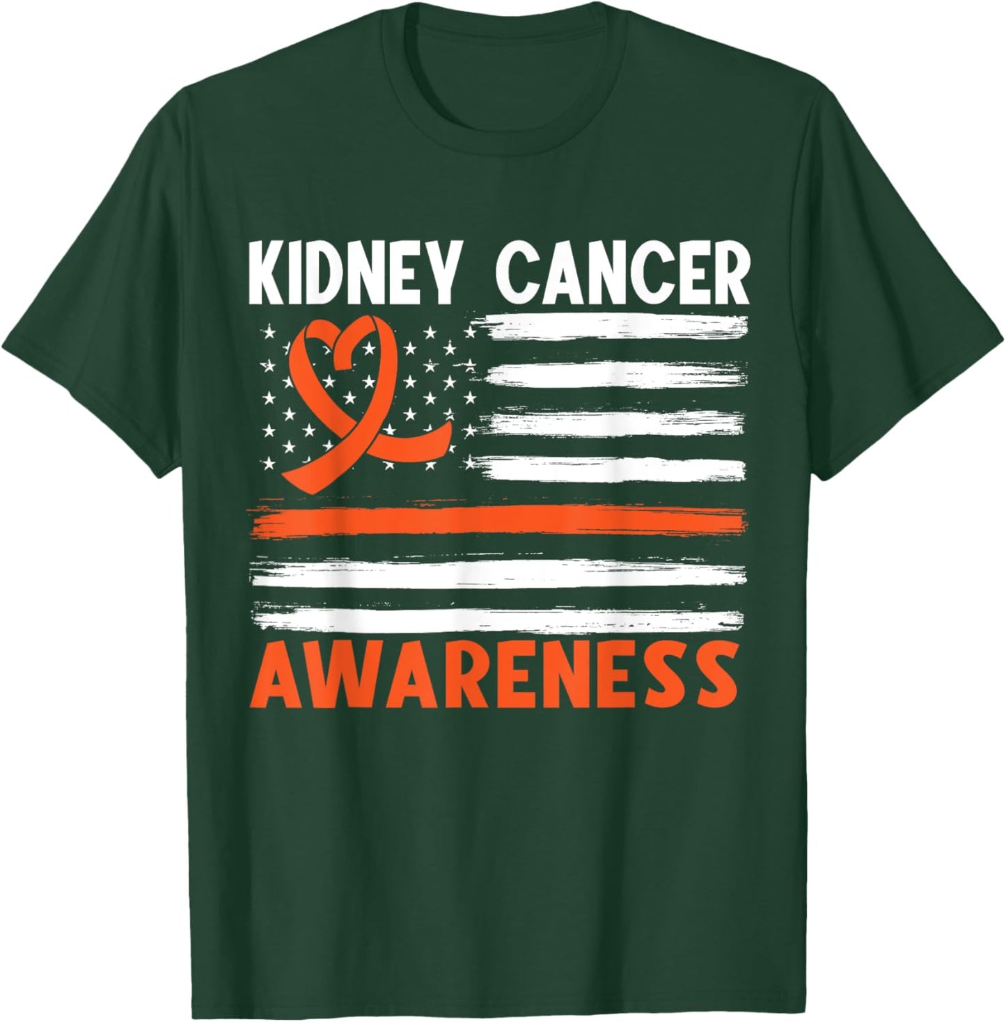 American Flag Kidney Cancer Awareness T-Shirt - T-Shirt | Forest