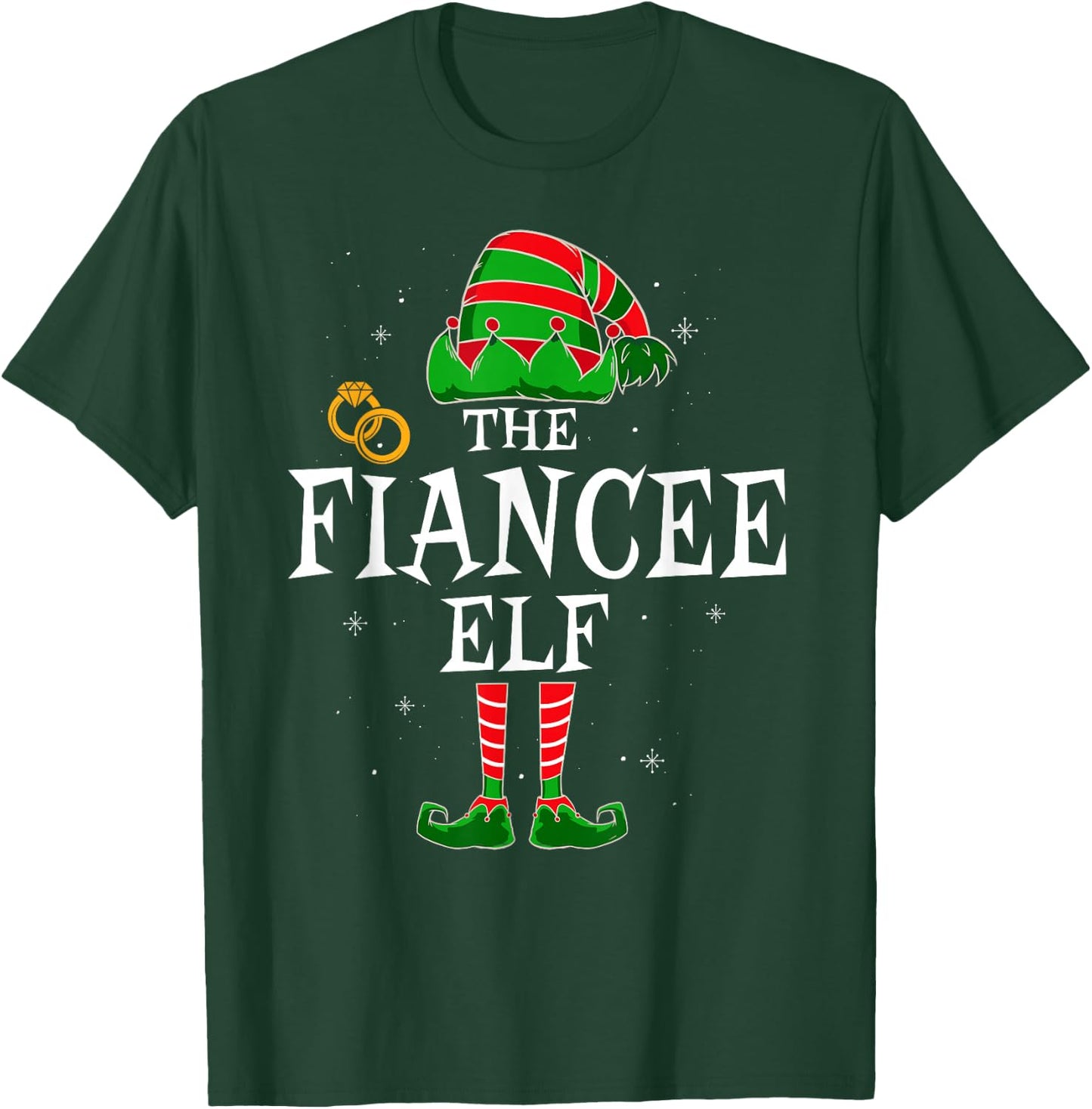 The Fiancee Elf Family Matching Fiance Christmas T-Shirt - T-Shirt | Forest