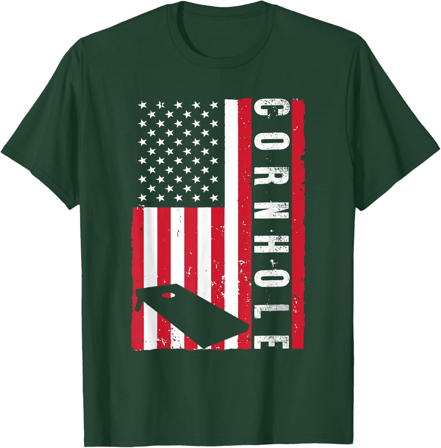 Cool Cornhole Art Men Women American Flag Corn Hole Player T-Shirt - T-Shirt | Forest