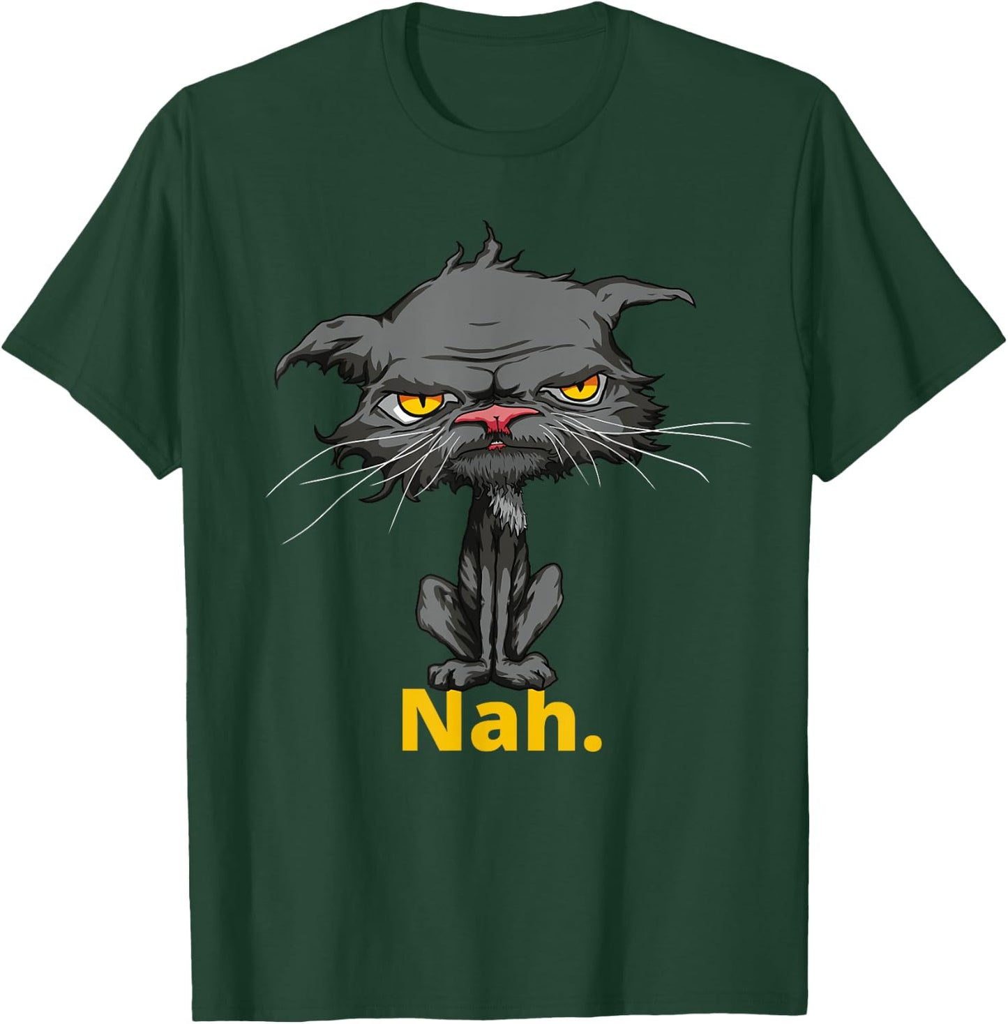 Cat Nah Funny Bored Cat Yellow Eyes Cat Lovers Kitten Women Girls Kids T-Shirt - T-Shirt | Forest