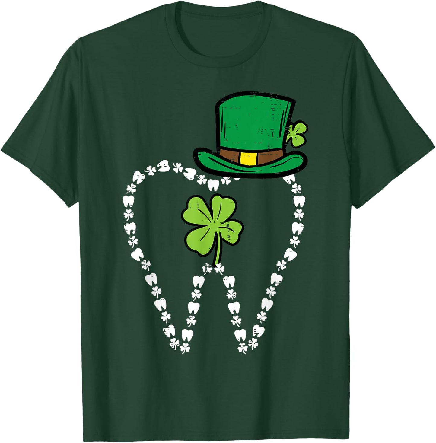 Leprechaun Tooth Shamrock St Patrick Day Dentist Dental Asst T-Shirt - T-Shirt | Forest