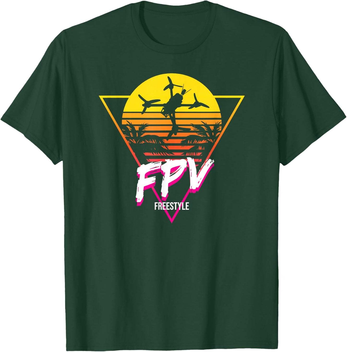 Retro Freestyle FPV Racing Drone Pilot Acro Quadcopter T-Shirt - T-Shirt | Forest