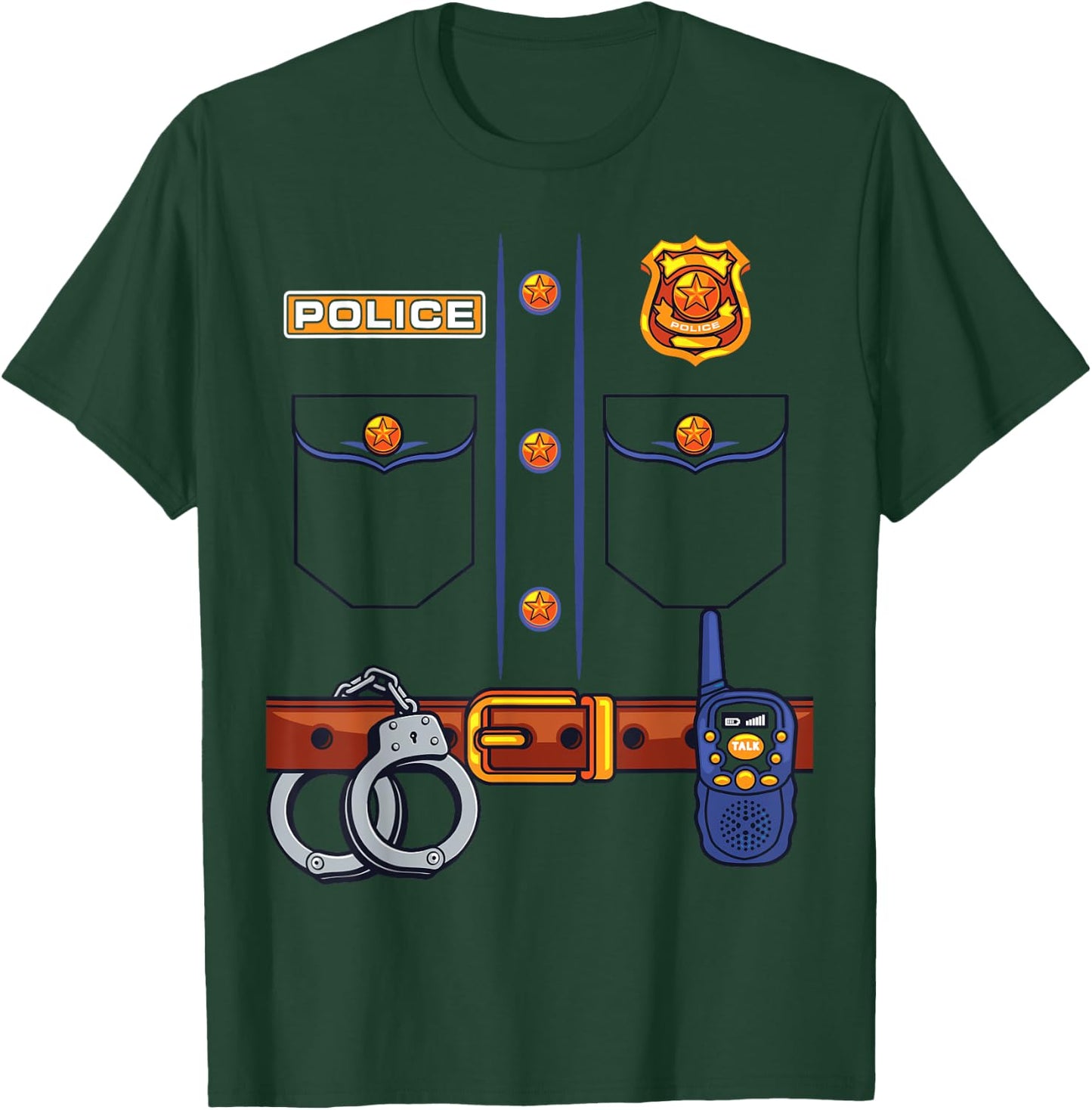 Police Officer Costume Halloween For Kids Uniform Police T-Shirt - T-Shirt | Forest