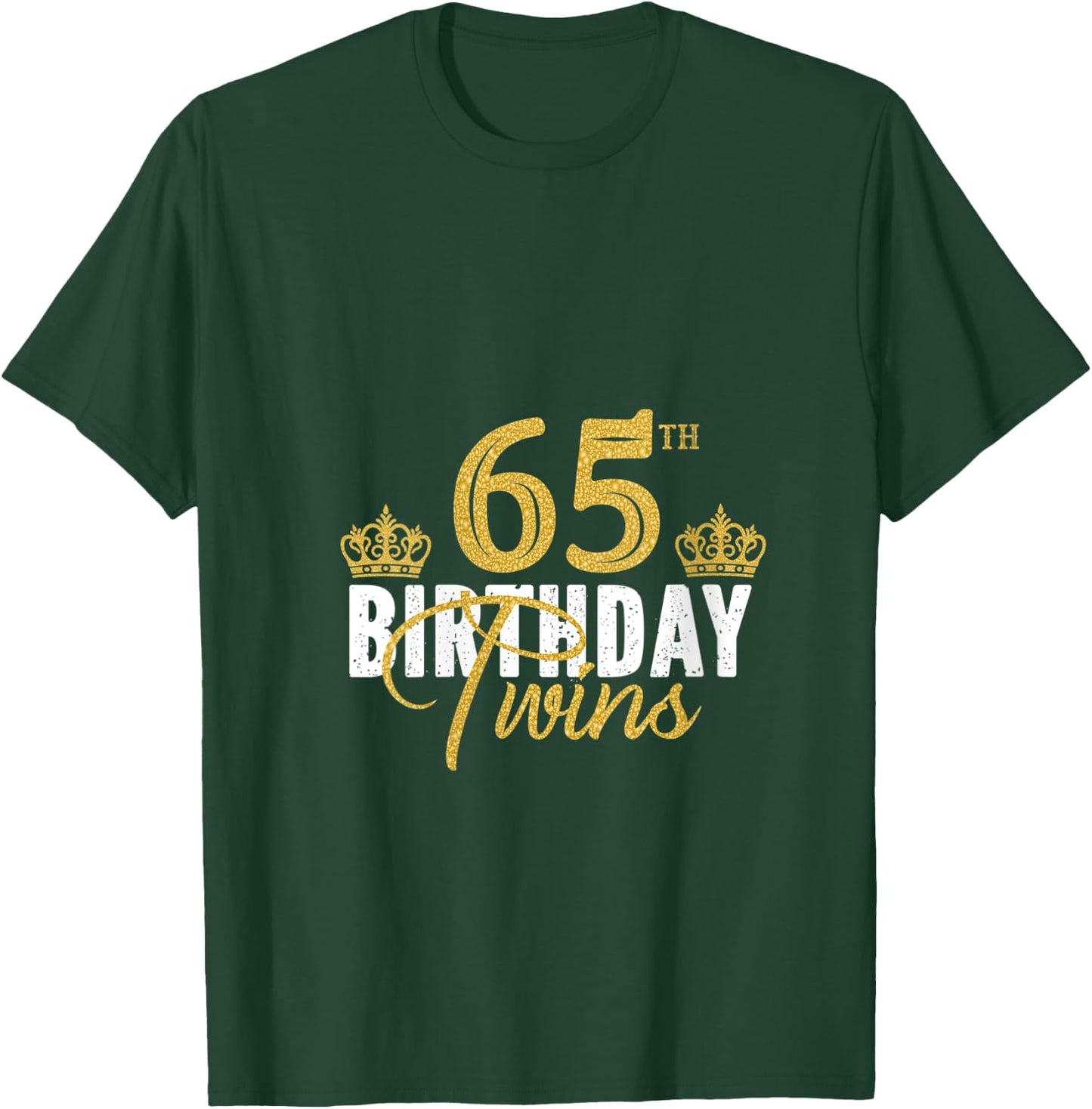 65th Birthday Twins 65 Years Old Twin Brother And Sister V-Neck T-Shirt - T-Shirt | Forest