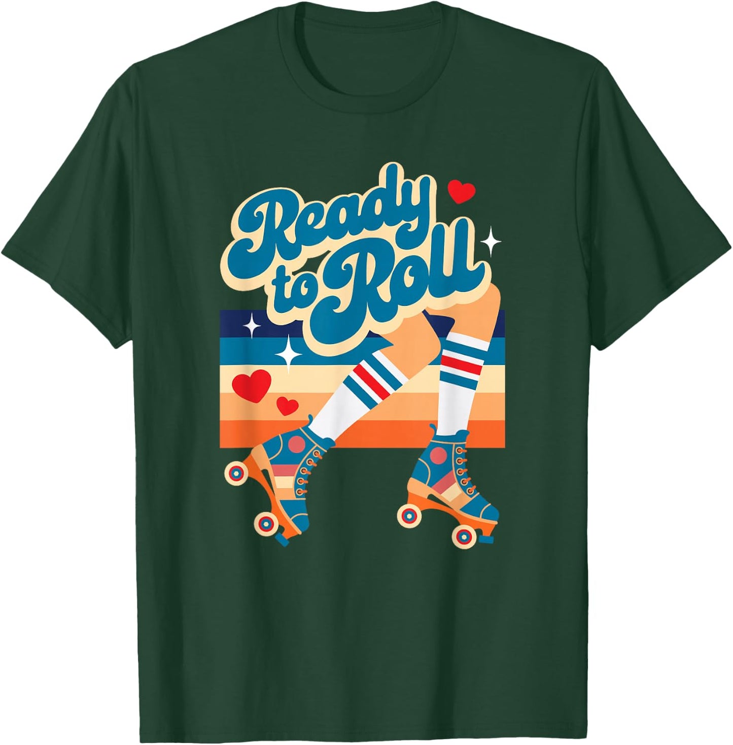 Retro Vintage Ready To Roll Roller Skate Design T-Shirt - T-Shirt | Forest