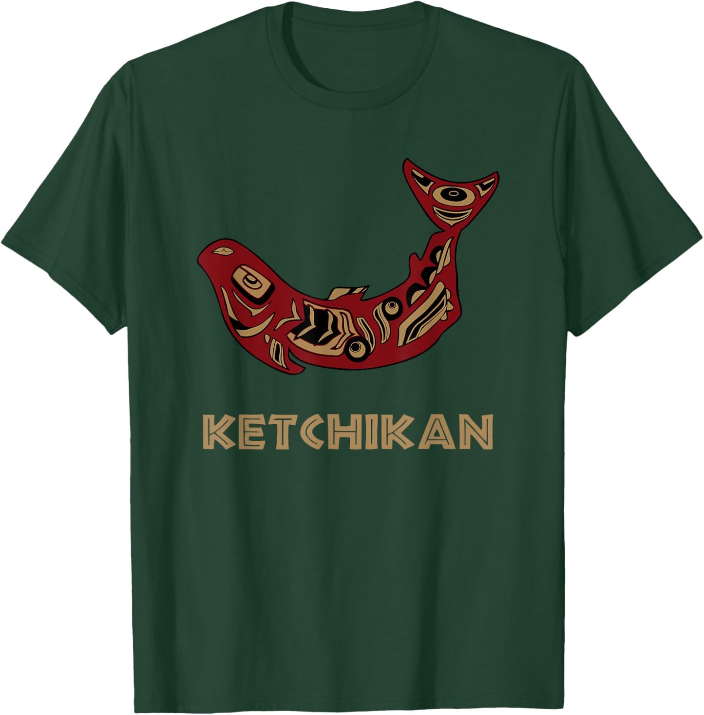 Ketchikan Alaska Native American Indian Salmon Fishermen Art T-Shirt - T-Shirt | Forest