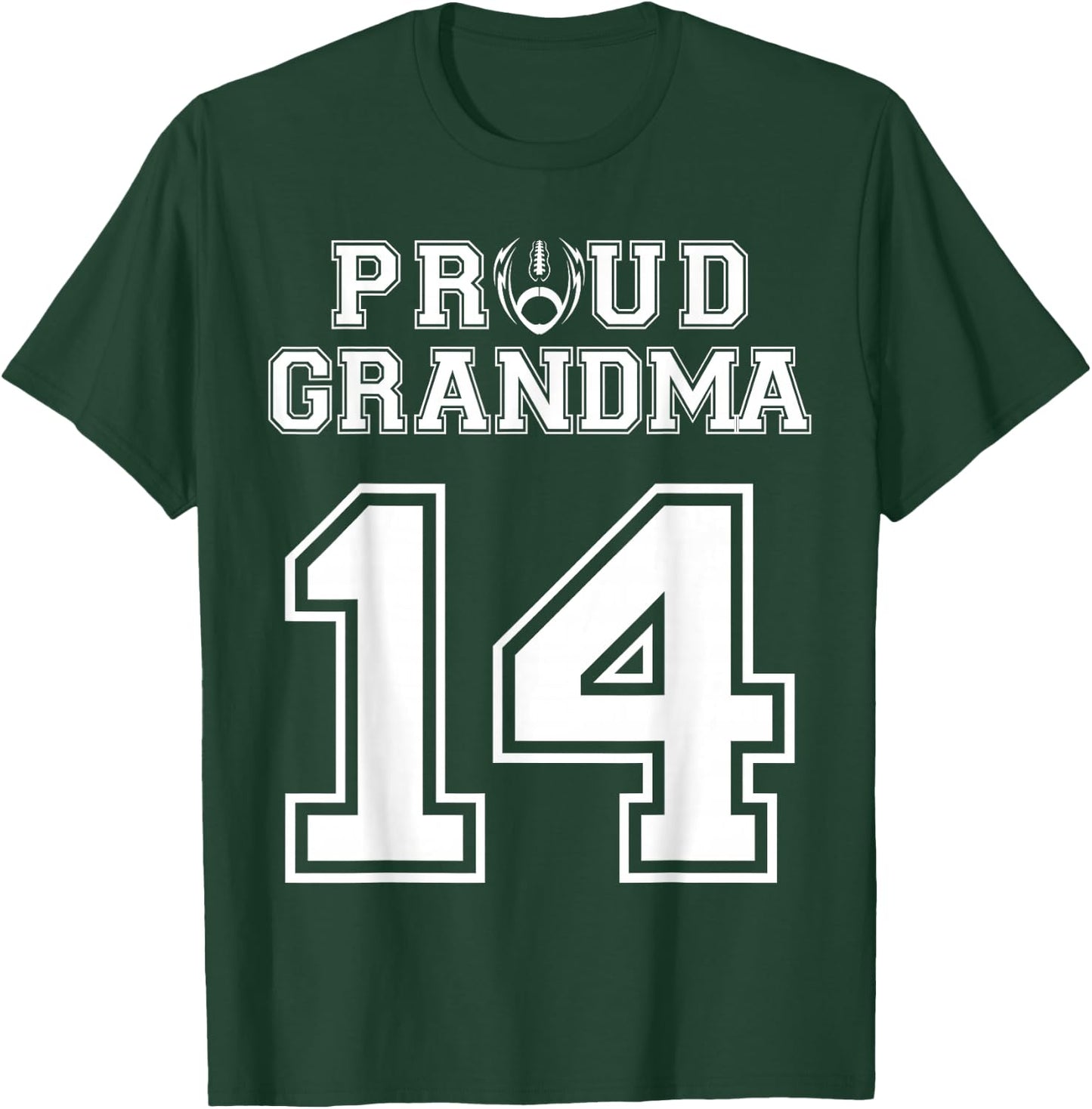 Custom Proud Football Grandma Number 14 Personalized Women T-Shirt - T-Shirt | Forest