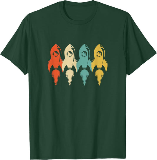 Vintage Retro Art Design Rocket Gift Fun T-Shirt - T-Shirt | Forest