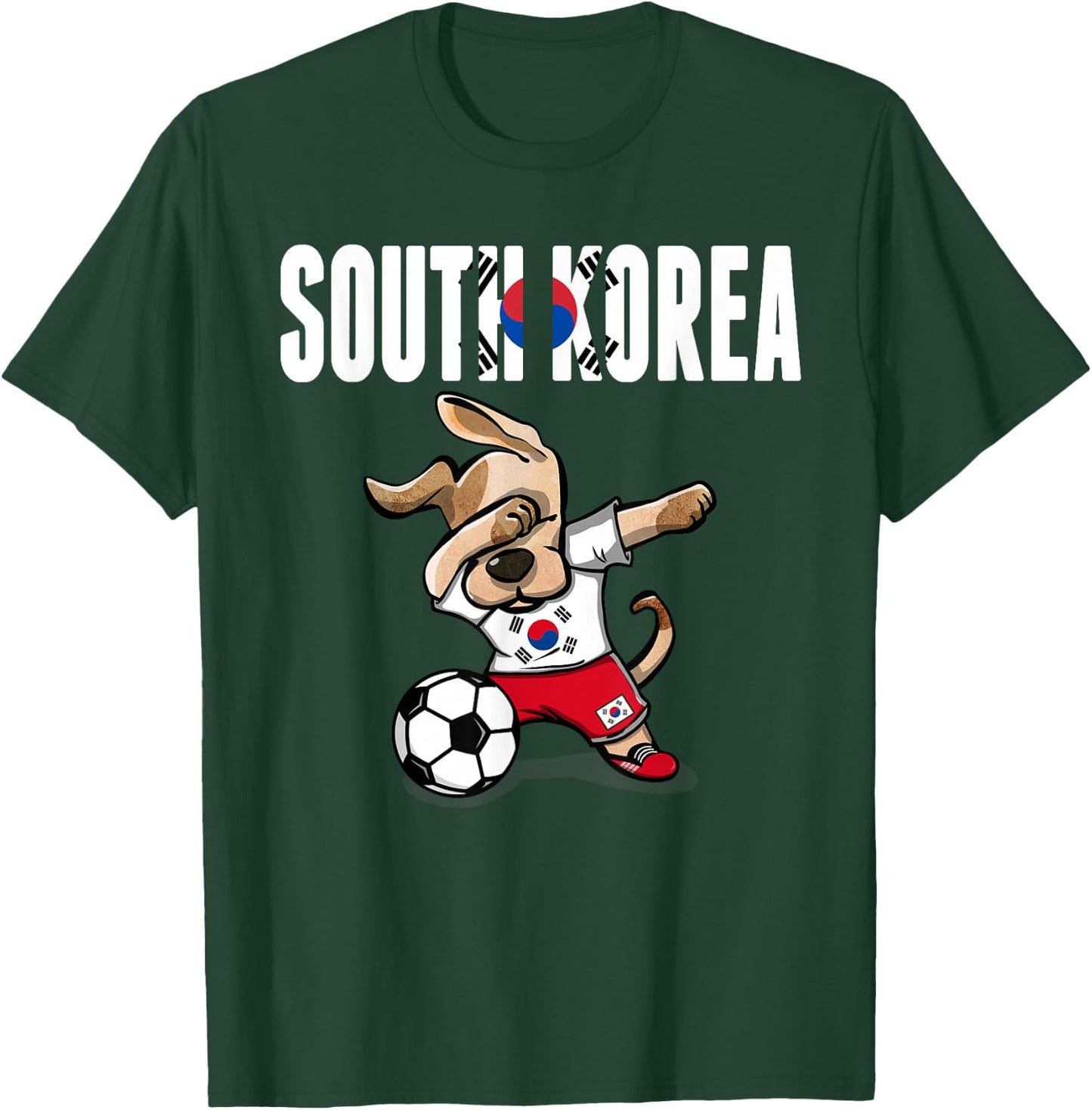 Dabbing Dog South Korea Soccer Fans Jersey Korean Football T-Shirt - T-Shirt | Forest