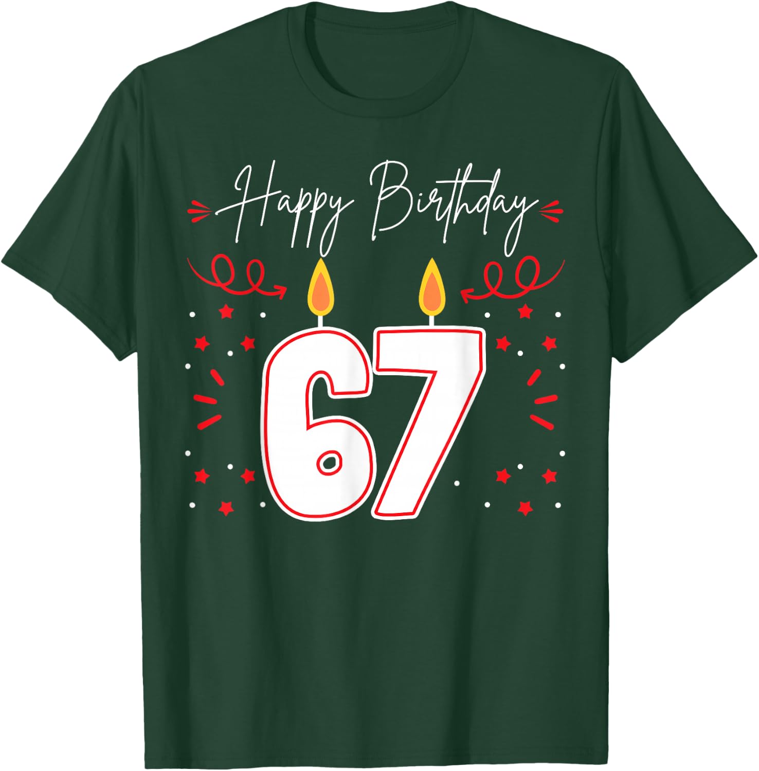 Candle 67 Birthday Party Decoration Wishes Candlelight Cake T-Shirt - T-Shirt | Forest