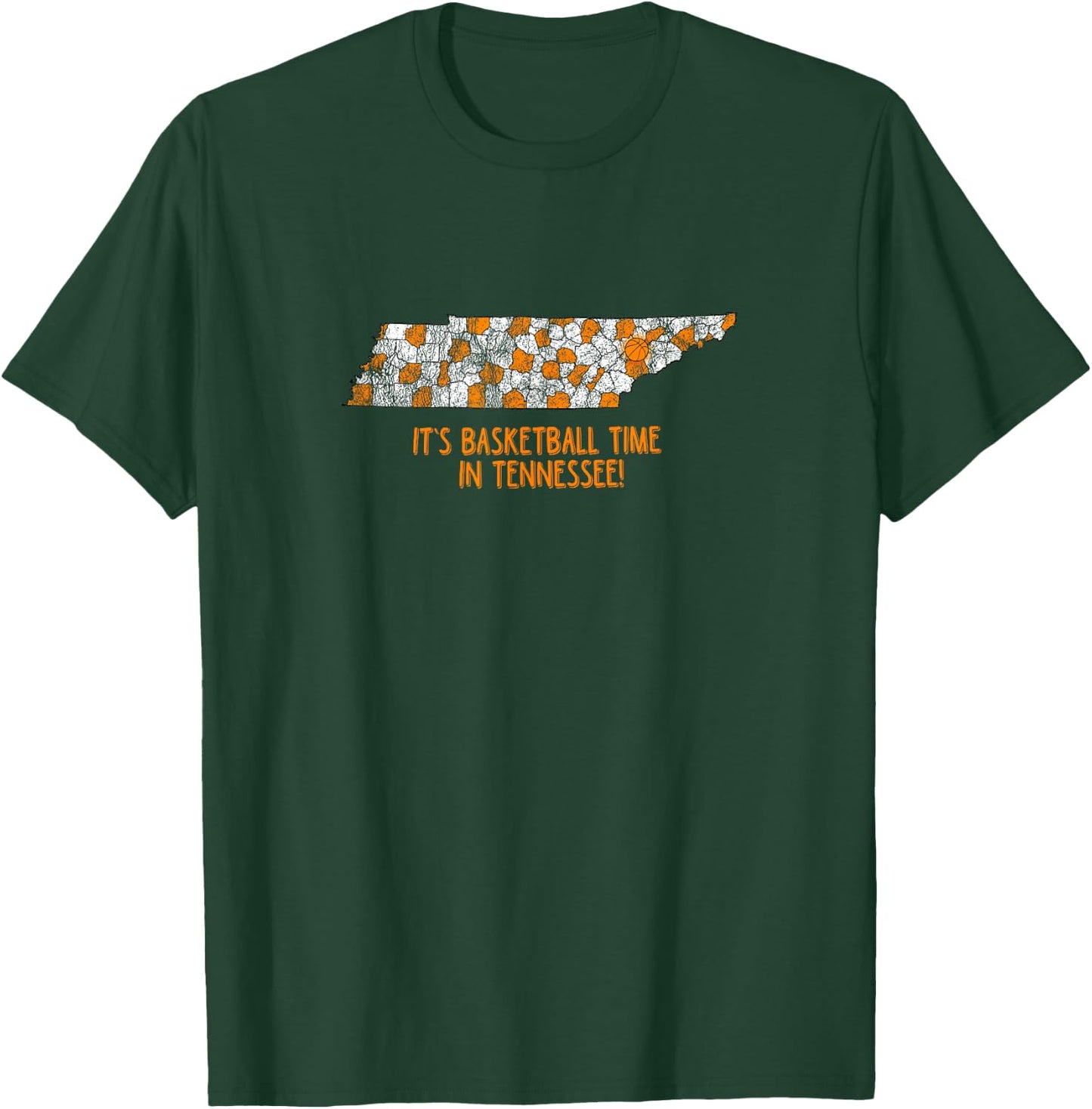 Tennessee State Flag Home Shirt Co. Its Basketball Time In Tennessee Tennessee Hoops Fan Gift T-Shirt - T-Shirt | Forest