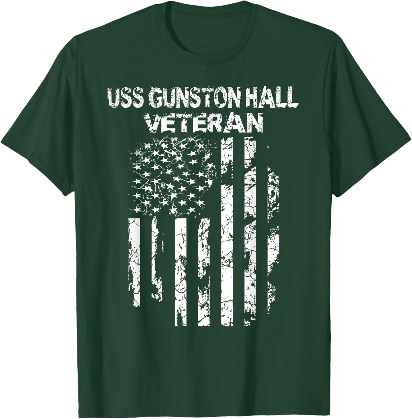 USS Gunston Hall Military Veteran Distressed USA Flag Men T-Shirt - T-Shirt | Forest
