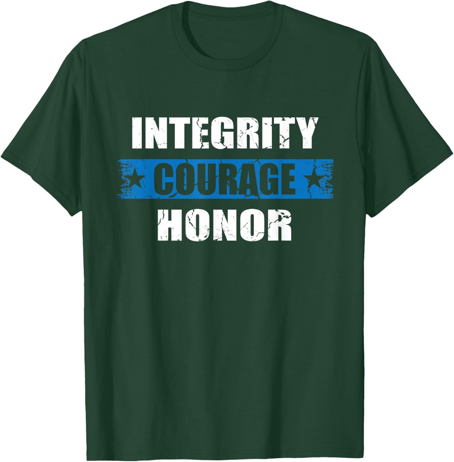 Integrity Courage Honor Patriotic American Flag USA Officer Women Men T-Shirt - T-Shirt | Forest