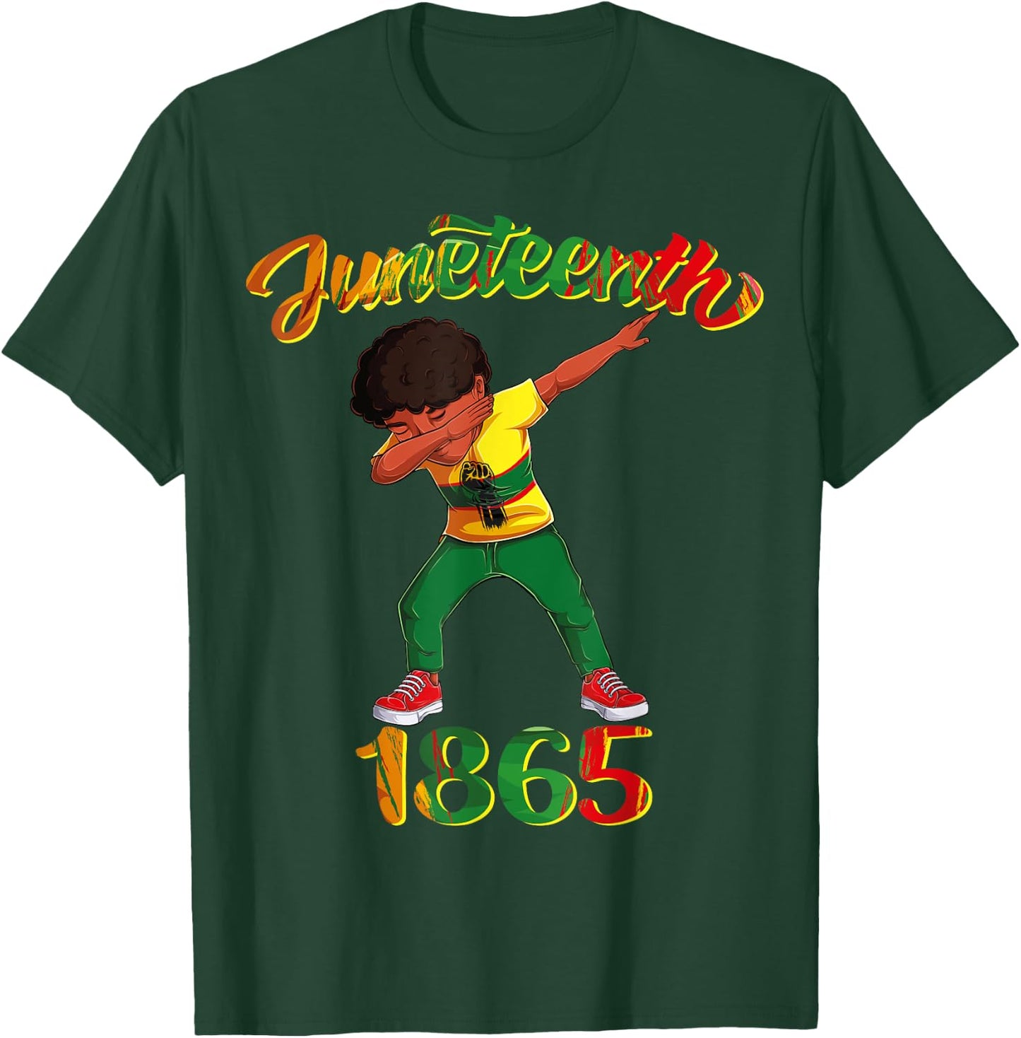 Juneteenth 1865 Dab Black Boy Brown Skin Afro American Boys T-Shirt - T-Shirt | Forest