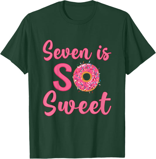 7th Donut Birthday Party Seven Year Old Sweet Girl T-Shirt - T-Shirt | Forest