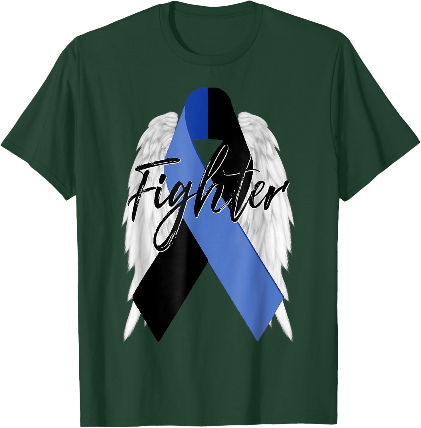 Ocular Melanoma Cancer Survivor Fighter Wings Ribbon T-Shirt - T-Shirt | Forest
