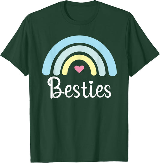 Besties BFF Heart Best Friends Bestie T-Shirt - T-Shirt | Forest