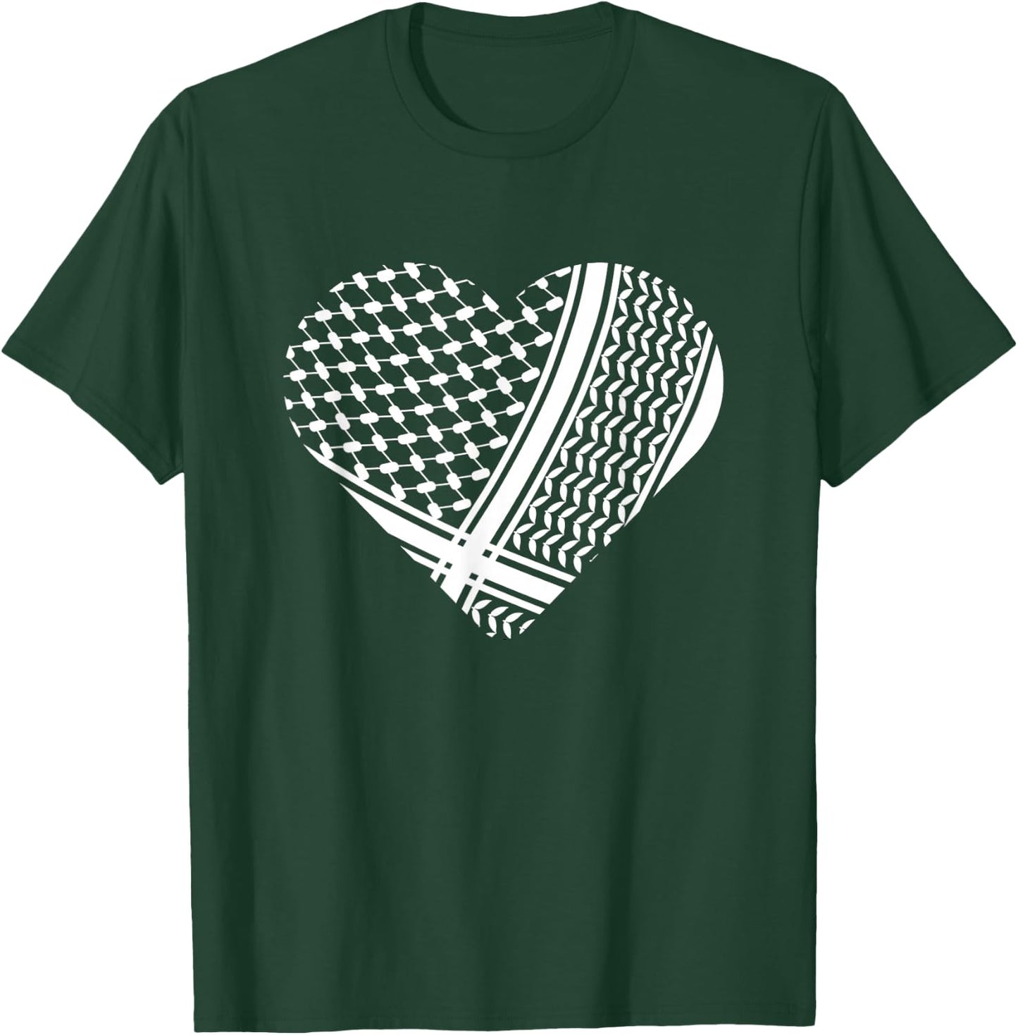 Palestine Palestinian White Hatta in Heart Shape T-Shirt - T-Shirt | Forest