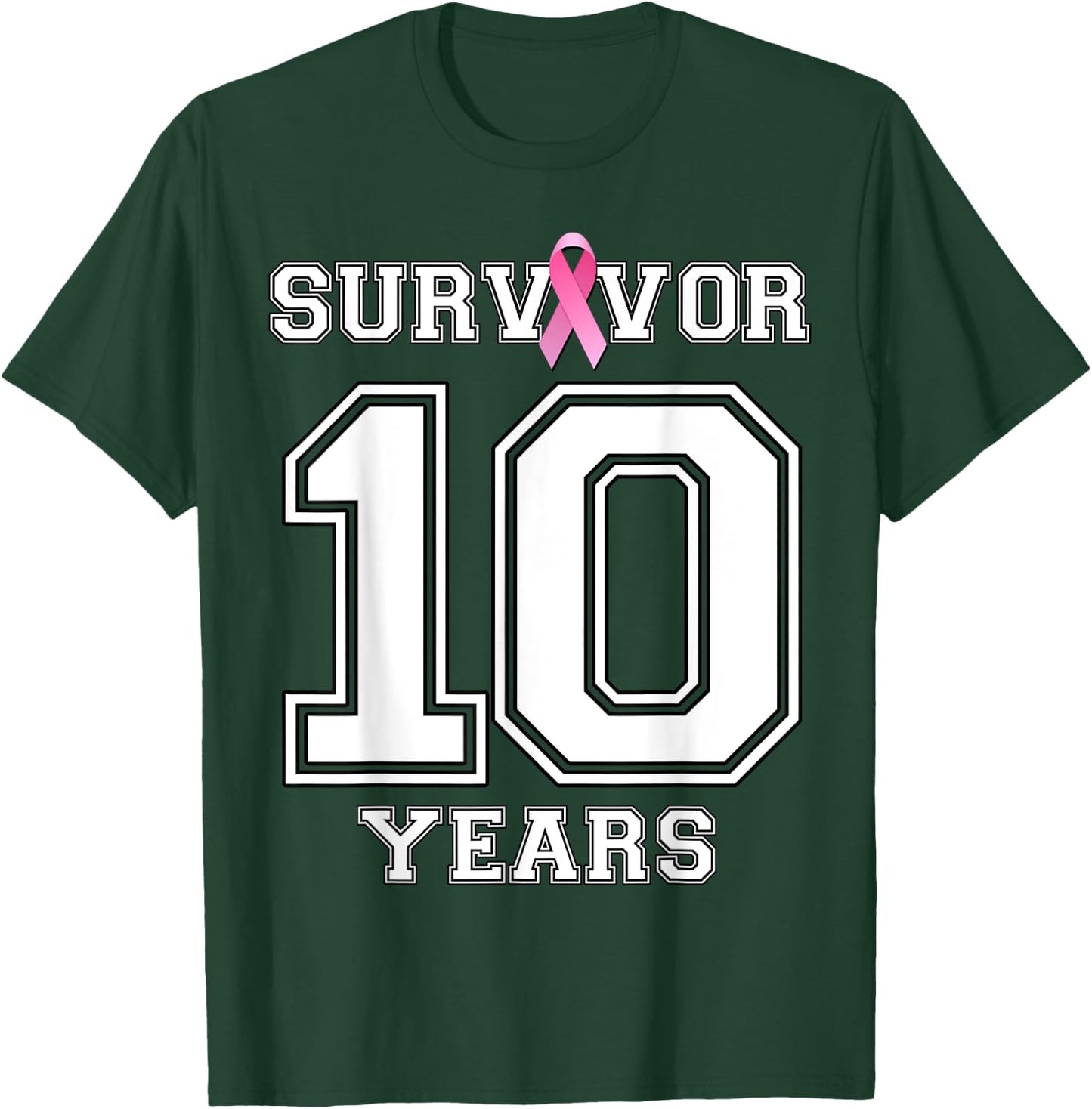 10 Years Breast Cancer Survivor Gifts Pink Ribbon T-Shirt - T-Shirt | Forest