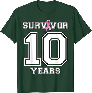 10 Years Breast Cancer Survivor Gifts Pink Ribbon T-Shirt - T-Shirt | Forest