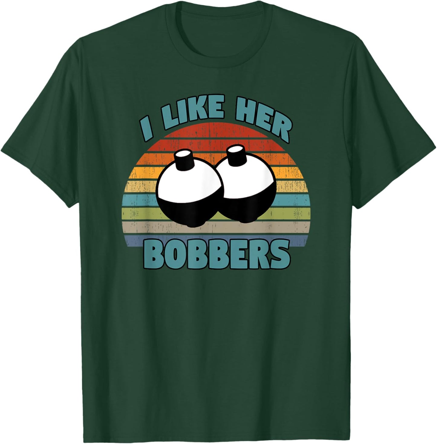 Funny Fishing Couples Gifts - Retro I Like Her Bobbers T-Shirt - T-Shirt | Forest