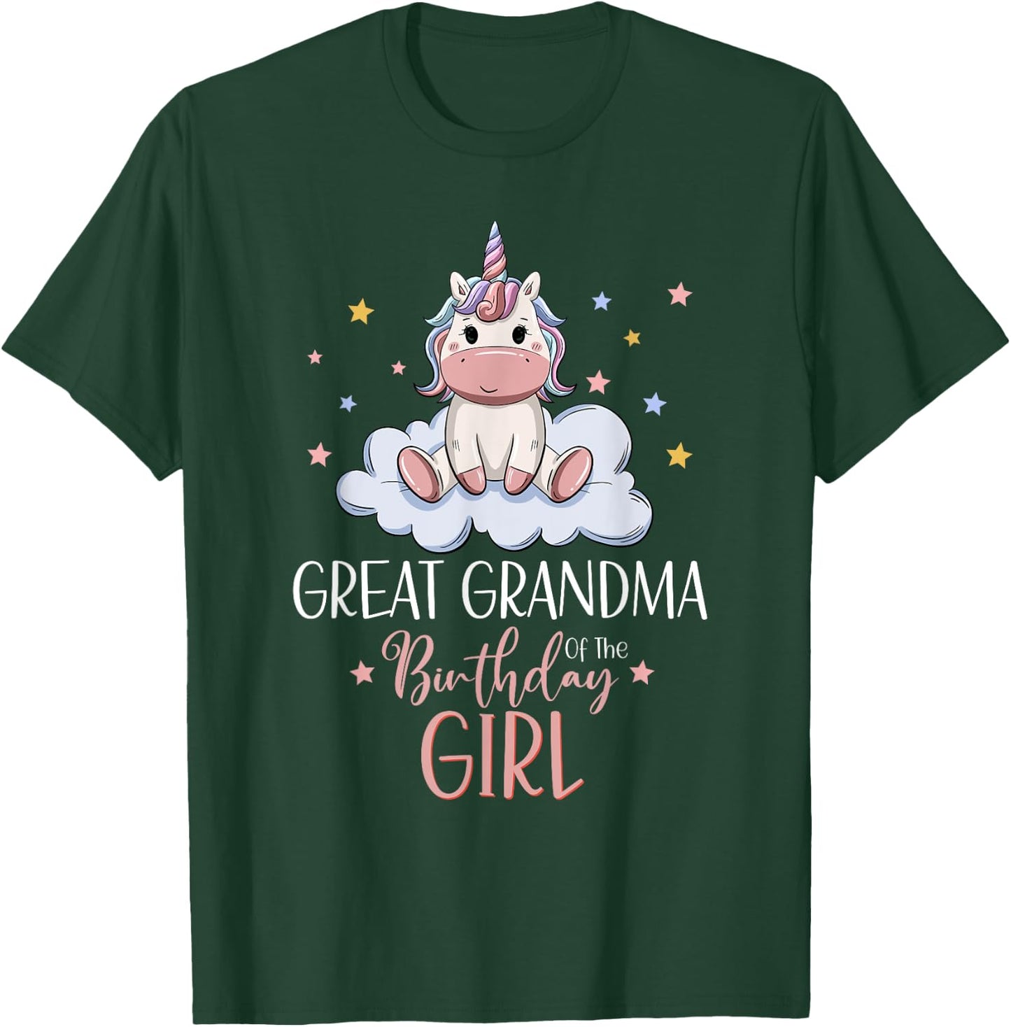 Unicorn Great Grandma Of The Birthday Girl Matching Family T-Shirt - T-Shirt | Forest