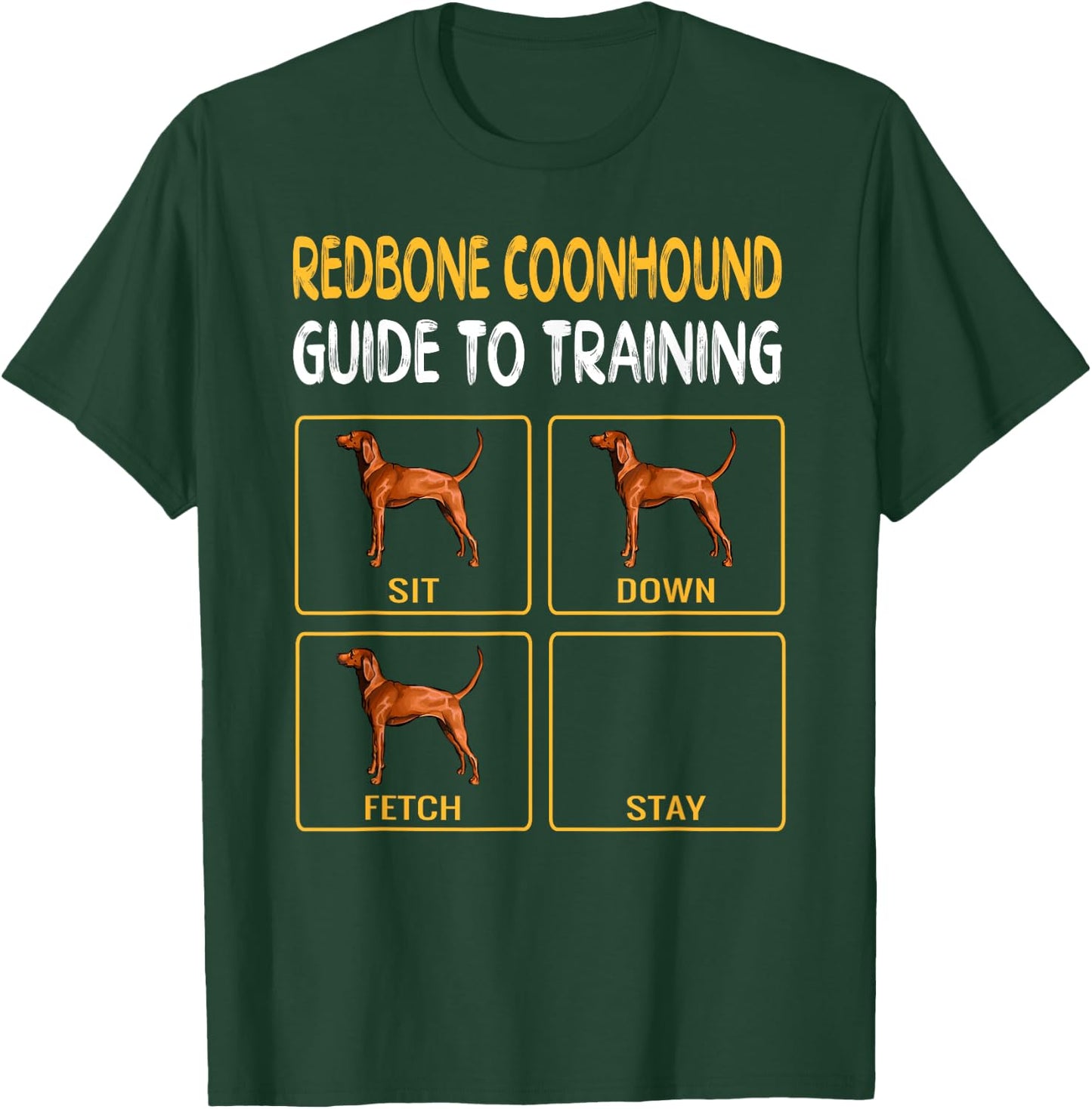 Redbone Coonhound Guide To Training Dog Obedience Men Women Kids T-Shirt - T-Shirt | Forest