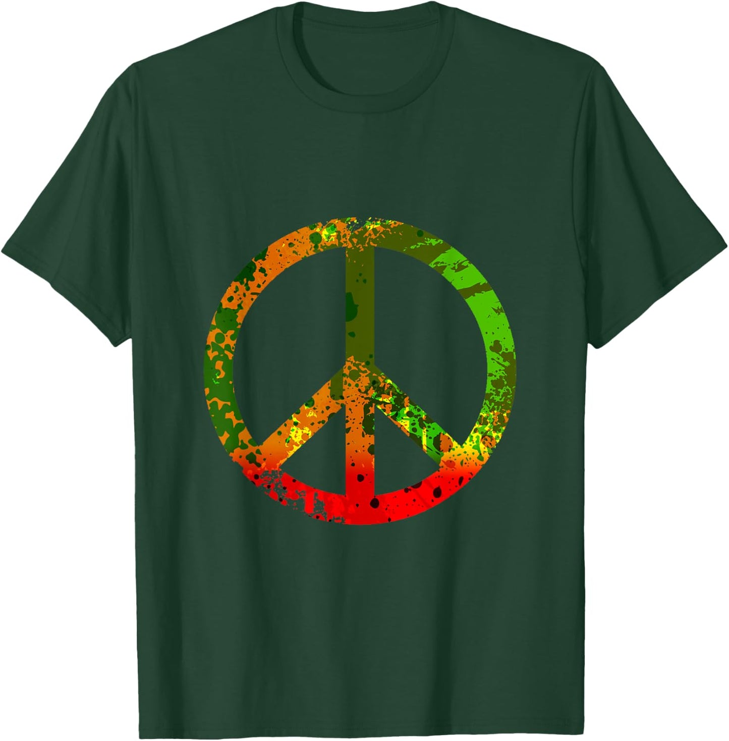 Rasta Reggae Peace Sign Splash Hippie Symbol Rastafarian T-Shirt - T-Shirt | Forest