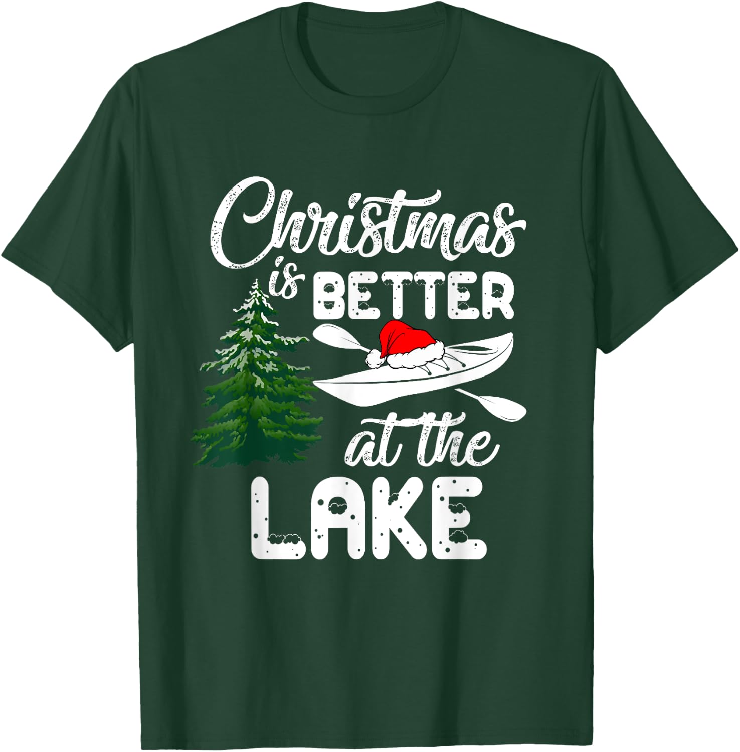 Christmas Life Is Better At The Lake Kayak Funny Pajamas T-Shirt - T-Shirt | Forest