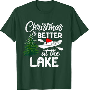 Christmas Life Is Better At The Lake Kayak Funny Pajamas T-Shirt - T-Shirt | Forest
