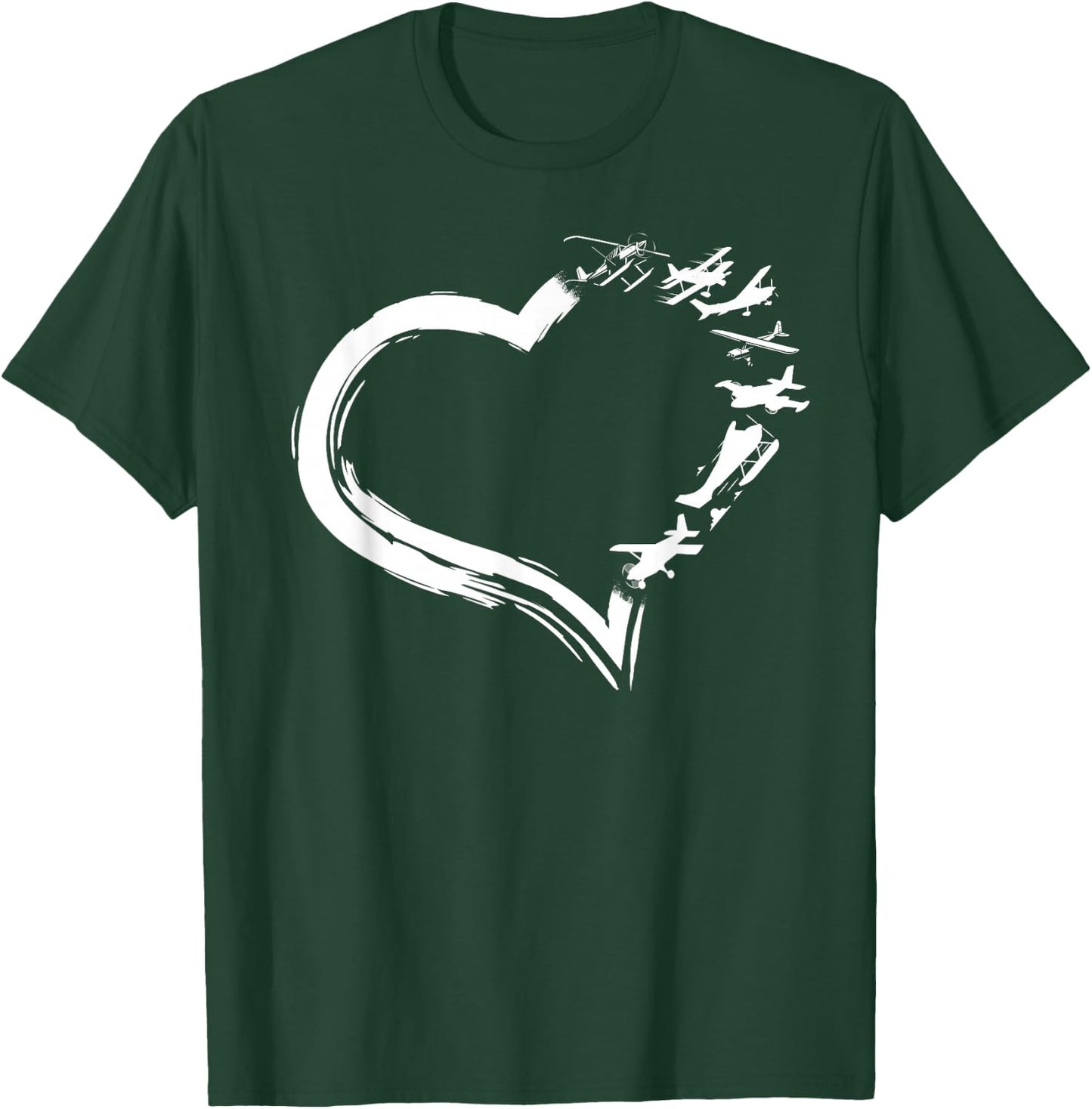 Airplane Pilot Heart Vintage T-Shirt - T-Shirt | Forest