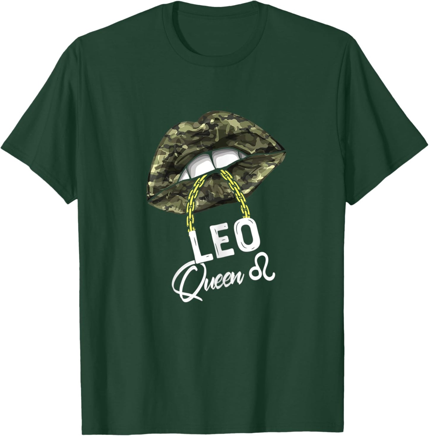 Army Leo Queen Lips Camouflage Military Green T-Shirt - T-Shirt | Forest