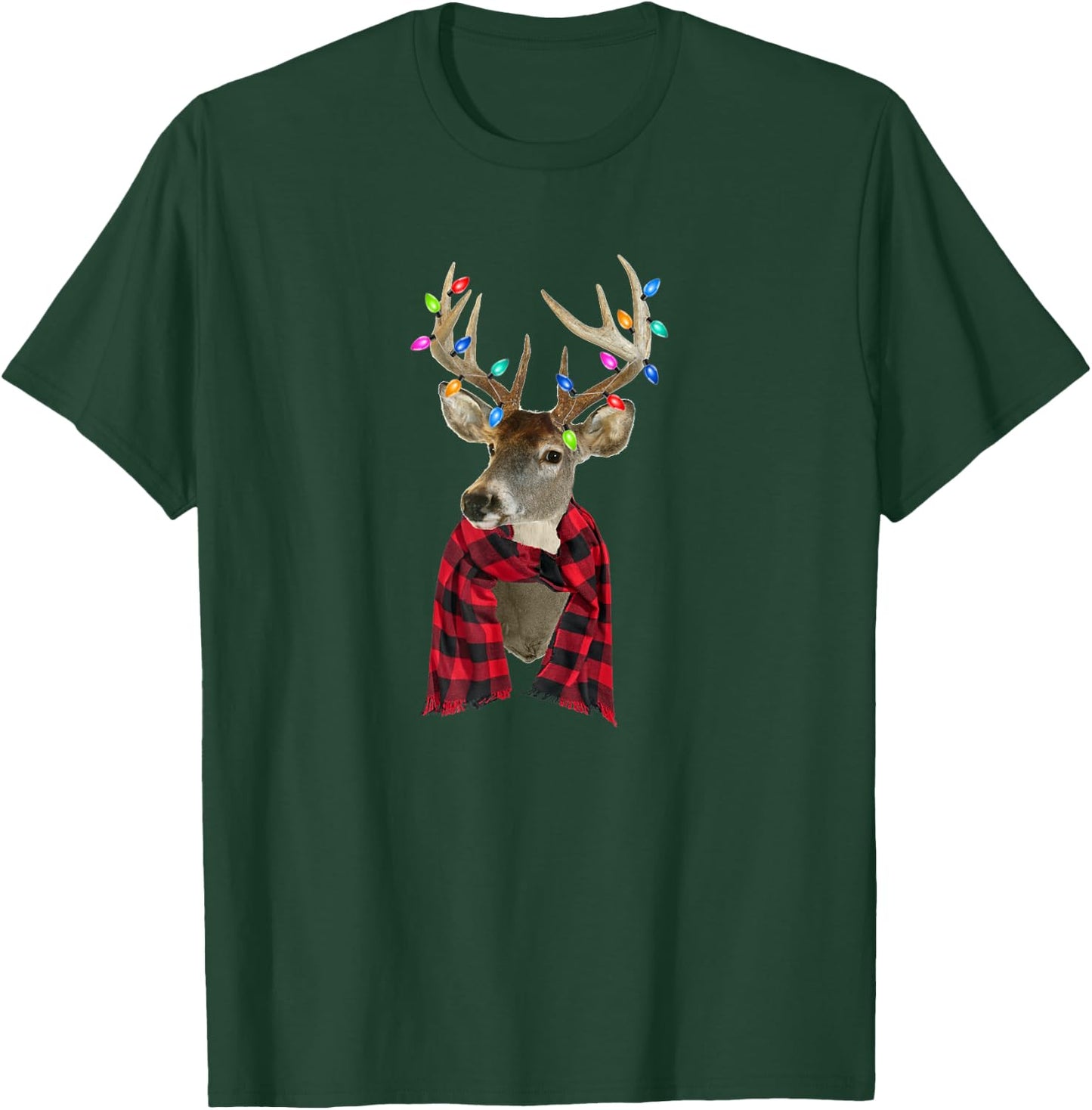 Reindeer Plaid Deer Buffalo Holiday Christmas T-Shirt - T-Shirt | Forest