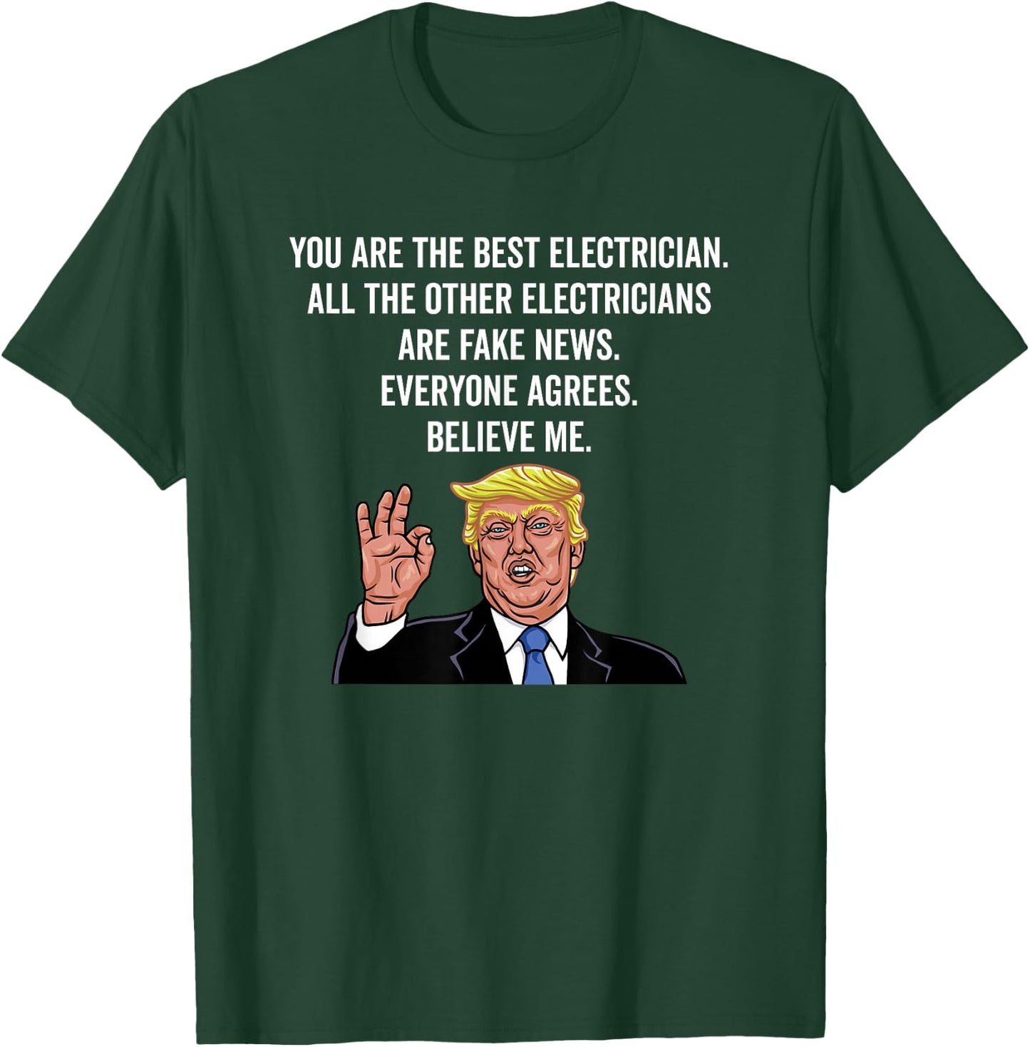 Funny Electrician Designs Men's Black Funny Trump Electrician Lineman T-Shirt - T-Shirt | Forest