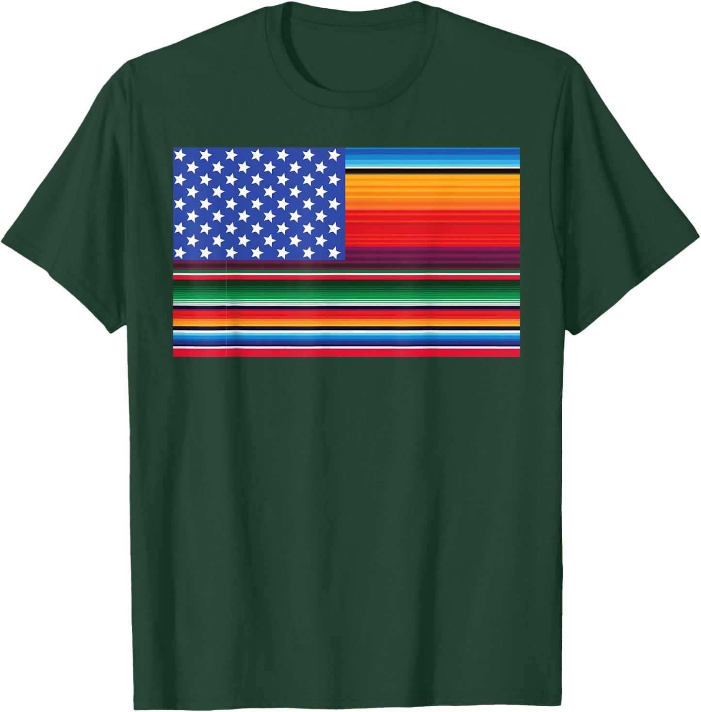 Cinco De Mayo Festival Funny Serape American USA Flag Cool T-Shirt - T-Shirt | Forest