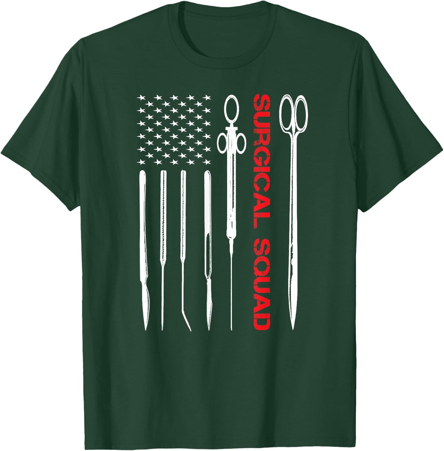 Surgical Squad Team Crew Technologist Tech American Flag T-Shirt - T-Shirt | Forest