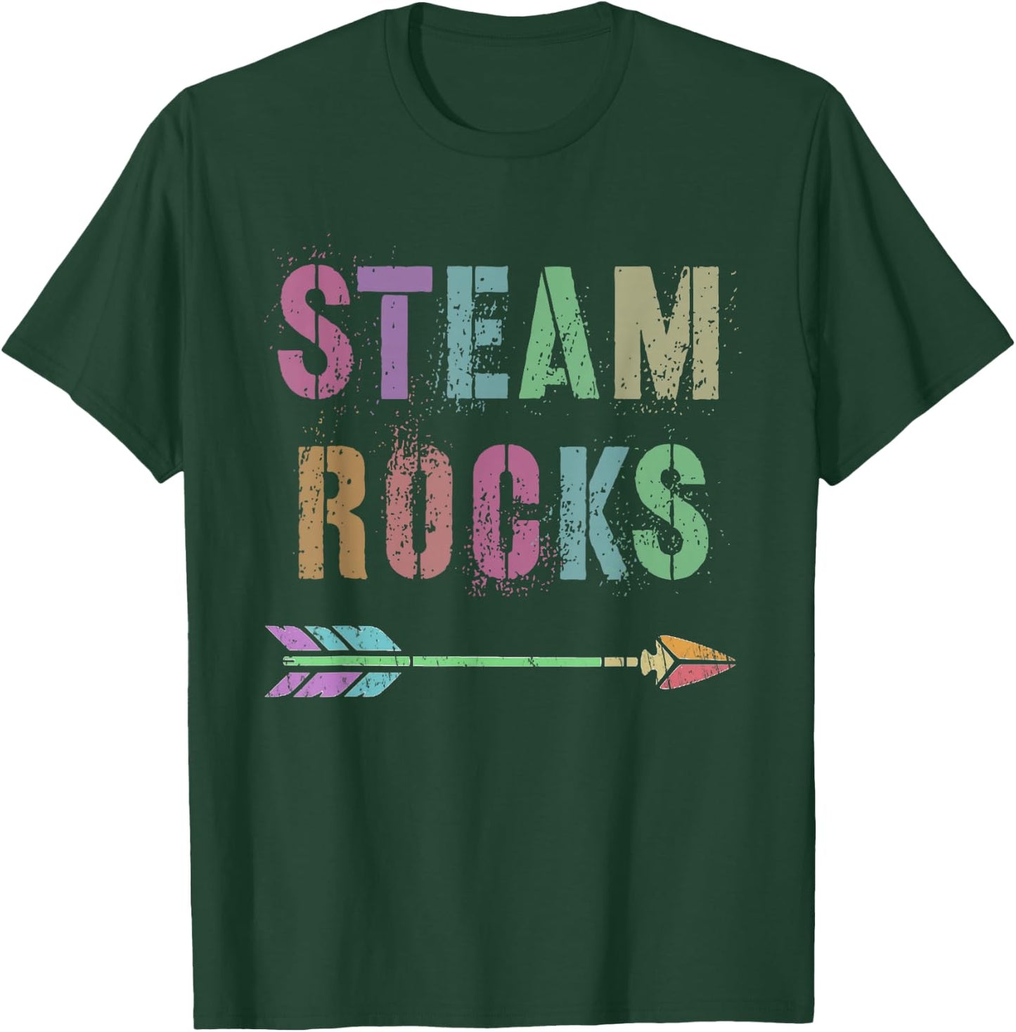 Teaching STEAM ROCKS Science Technology STEM Teacher Squad T-Shirt - T-Shirt | Forest