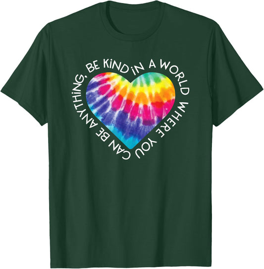 Be Kind Shirt Groovy Tie Dye Hippie Peace Gift Anti Bullying T-Shirt - T-Shirt | Forest