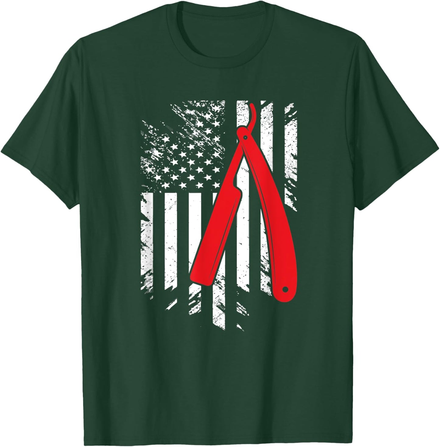 USA Red White Barber American Flag Cool Gift T-Shirt - T-Shirt | Forest